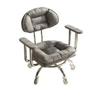 CYQQRDZSW Taburete bajo con Ruedas, Taburete con Respaldo, Ruedas de 360 Grados, Taburetes con Rueda, Cuero PU, Respaldo Ergonómico Tapicería, para Hogar, Tienda, Manicura(Gray)