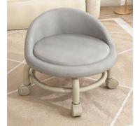 CYQQRDZSW Taburete con Respaldo, Taburete con Ruedas, Taburete de Pedicura Giratorio 360°, Adecuado para Dormitorio, Sala de Estar y Oficina(Gray)