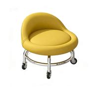 CYQQRDZSW Taburete con Ruedas Giratorio de 360 °, Taburete Ruedas Tapizada Moderna, Asiento Redondo, Base de Metal con Ruedas, Adecuado for Dormitorios(Yellow)