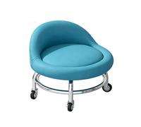 CYQQRDZSW Taburete con Ruedas Giratorio de 360 °, Taburete Ruedas Tapizada Moderna, Asiento Redondo, Base de Metal con Ruedas, Adecuado for Dormitorios(Blue)