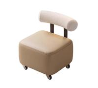 CYQQRDZSW Taburete con Ruedas, Respaldo de Cachemira, Ruedas Silenciosas de 360°, Estructura de Acero Engrosado, Taburete Móvil Taburete con Respaldo(Brown)