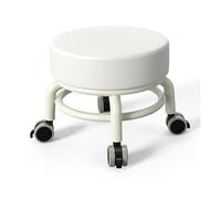 CYQQRDZSW Taburete con Ruedas, Ruedas de 360 Grados, Silla Giratoria Universal de Baja Altura, Redondo, Silla con de Poco Ruido Suave y Fuerte, Ideal Hogar, Oficina, Garaje, Taller(White)