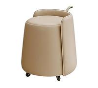 CYQQRDZSW Taburete con Ruedas, Taburete bajo, Asiento Flexible, Ruedas de 360 Grados, Silla Tocador con Ruedas, Cuero Sintético, Maciza Duradera, para Hogar, Tiendas, Oficinas(Beige)