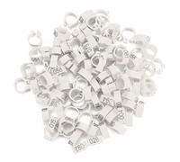Cyrank 100 unids/Bolsa de Anillos para Palomas, 8MM 001-100, Letras de plástico numeradas, Anillos de Bandas para Patas de pájaro y Paloma(Blanco)