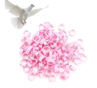 Cyrank 100 unids/Bolsa de Anillos para Palomas, 8MM 001-100, Letras de plástico numeradas, Anillos de Bandas para Patas de pájaro y Paloma(Rosa)