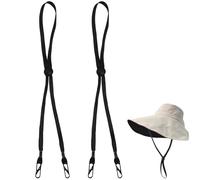Cyrank 2 uds cuerda a prueba de viento para sombrero, correa ajustable Flexible para sombrero sombrero a prueba de viento extraíble cordón para la barbilla correa antipérdida con Clips cordón(negro)