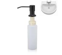 Cyrank Ahorra Espacio Dosificador Jabón, Dispensador Jabón Fregadero Acero Inoxidable, Construido en Botella de Bomba de Dispensador de Jabón de La Mano, 300ML Dispensador de Jabón Manos(Negro)