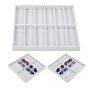 Cyrank Bandeja de Exhibición de Terciopelo, 12 Rejillas Estuche de Almacenamiento de Gafas de Sol, Bandeja Vasos para Cajón, Moderno y Elegante Apilables Lentes Almacenamiento del Estante para Hogar