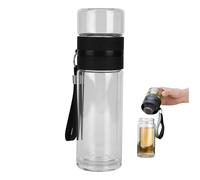 Cyrank Botella de infusor de té de Vidrio, 350ml Taza de infusor de té de Botella de Agua de Doble Pared con infusor Taza de Vaso de Viaje portátil Taza de Viaje Transparente