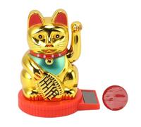 Cyrank Brazo Que Agita del Gato De La Suerte, Gato Que Agita con Energía Solar Maneki Neko Japonés Gato De La Fortuna Solar con La Mano Que Agita La Pata hacia Arriba para La Decoración (Oro)