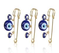 Cyrank Broches para Mujer 3 uds, Broche de Ojo Malvado de Estilo Turco para Mujer, Accesorios de decoración de Ropa de Moda, Clips para Chal de suéter
