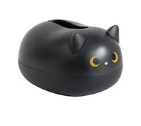 Cyrank Caja De Pañuelos De Gato De Dibujos Animados, Caja De Pañuelos Faciales De Dibujos Animados De Plástico, Caja De Servilletas Encantadora, Caja Dispensadora De Pañuelos para Encimeras (Black)
