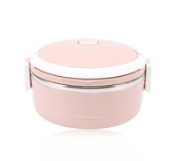 Cyrank Contenedor De Alimentos Con Aislamiento, Fiambrera Térmica Portátil Termo Para Comida Caliente Fiambrera Redonda Fiambrera De Acero Inoxidable Contenedores De Almuerzo(Rosa)