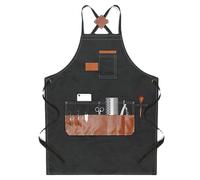Cyrank Delantal De Chef Para Hombres, Delantal De Cocina Con Bolsillos Para Mujeres Con Correas Ajustables Y Bolsillos Grandes, De Barbacoa Para Hombres De Peluquero Negro Con Múlt