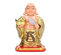 Cyrank Estatua De Buda Maitreya con Energía Solar, Dinero De La Suerte Maitreya Buda Olar Dios De La Riqueza Estatuilla Asintiendo Maitreya Adorno De Coche Decoración Juguete con Cabeza Sacudiendo