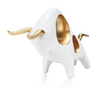 Cyrank Estatua de Toro Blanco, Resina sintética, Escultura de Arte Animal, Escultura Abstracta, Arte, Estatua de Buey de Resina Bonita, Adorno de Artesanal