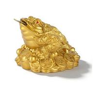 Cyrank Feng Shui Money Frog, Sapo de latón/Rana/Chan CHU con Monedas Chinas para la decoración de la Prosperidad del Coche del hogar(Latón)