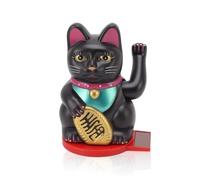 Cyrank Gato De La Fortuna De La Suerte, Gato De La Suerte Que Agita El Brazo, Decoración del Gato De La Suerte, Lindo Gato Que Saluda con Energía Solar con Pegatina De Doble C(Negro)