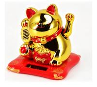 Cyrank Gato Que Hace Señas De La Suerte, Gato De La Suerte Japonés, Lindo Gato Chino, Estatua del Gato De La Fortuna, Gato Chino Que Agita El Brazo para La Decoración del Coche del Hogar(B#Oro)
