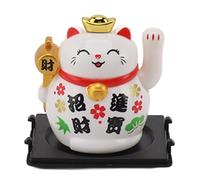 Cyrank Gato Que Hace Señas De La Suerte, Gato Japonés Maneki Neko De La Suerte Que Agita El Brazo, Lindo Gato Chino, Pequeño Gato Que Agita Solar para La Decoración del Coche del Hogar(Blanco)
