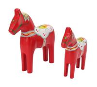 Cyrank Juego de 2 estatuillas suecas de Madera Dala Horse 9.3 "/7.3" Pintadas a Mano Dala Horse Gifts Dalecarlian Horse Estatua Estatuilla para Adornos Decoración