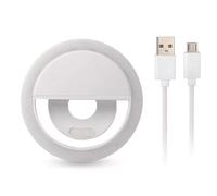 Cyrank Mini Anillo De Luz, Clip Portátil En Anillo De Luz Luz De Relleno para Selfies Luz Circular LED Recargable para Teléfono Móvil para Fotografía Transmisión En Vivo(Blanco)