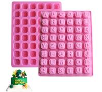 Cyrank Moldes de Silicona con Letras, 2 Uds. Moldes de Chocolate con Letras, 48 Cavidades, Moldes de Fondant Cuadrados del Alfabeto, Herramientas de Decoración de Pasteles de Boda Sugarcraft