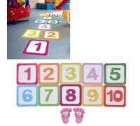 Cyrank Número de Pegatinas de Juego de Rayuela, Adhesivo para Suelo patrón Digital Rejilla, 10 números Juego Adhesivos para El Suelo, Juego calcomanías de Pared para Sala de Clases de Cuarto de Niños