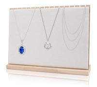 Cyrank Organizador de joyería de mesa, 16 ranuras de madera, soporte para exhibición de joyería, collar colgante, pulsera con colgante de torre, soporte para almacenamiento de soporte de tablero