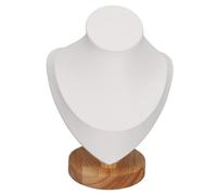 Cyrank Organizador de modelo de joyería pequeña, estante de exhibición de collar de franela 3D con base de madera, cadena colgante, modelo de joyería, soporte de busto(blanco)
