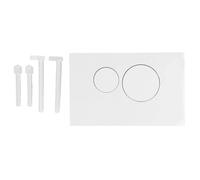 Cyrank Placa de accionamiento enrasada, Botón Doble Placa de Empuje con Botones Redondos para Sistemas de cisternas empotradas, Panel de botón de Descarga de Inodoro Blanco Desmontable