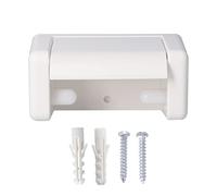 Cyrank Portarrollos de Papel higiénico, Portarrollos de Papel higiénico con Tapa Dispensador de Papel de Seda de perforación Blanca Almacenamiento de portarrollos de Papel de plástico