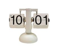Cyrank Reloj Abatible Retro Mecánico Digital Moderno con Engranaje Interno Operado, Reloj Abatible Digital Retro Reloj De Escritorio Mecánico Silencioso Y Preciso Reloj para Mesita De Noche(Blanco)