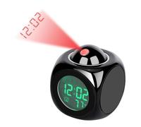 Cyrank Reloj Despertador de proyección Digital, Informe de Voz, Pantalla LED, Alarma, Reloj de proyección Fuerte con termómetro Interior, Cable USB para Dormitorio, mesita de Noche