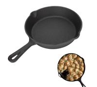 Cyrank Sartén Para Parrilla De Hierro Fundido, Sartén Redonda De Hierro Fundido Sartén Pequeña Sartén Para Parrilla Antiadherente Con Caños De Goteo Para Acampar En Interiores Y Exteriores(10CM)