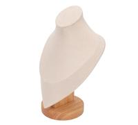 Cyrank Soporte De Exhibición De Collar, Busto Soporte De Collar De Madera Maciza Soporte De Exhibición De Busto De Joyería Soporte De Collar Pequeño Para Vender Estante Organizador Colgante(beige)