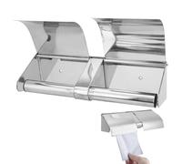 Cyrank Soporte de Papel higiénico Doble Montaje en Pared Soporte de Rollo de Papel Doble de Acero Inoxidable Dispensador de Papel higiénico Comercial con Cerradura y Tapa