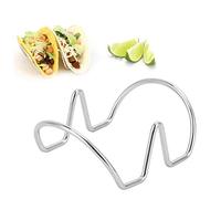 Cyrank Soporte para tacos de acero inoxidable, estantes para tacos de pie, paquete de 2 tacos para servir, bandejas para tacos, soporte para tacos de alambre de metal para hornear(M)