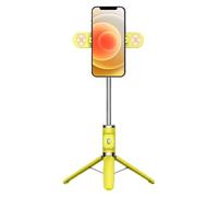 Cyrank Trípode De Palo Selfie De 104 Cm con Luz De Relleno Plegable Doble, Trípode De Teléfono Extensible con Trípode De Viaje Remoto Bluetooth para Vivo(Amarillo)