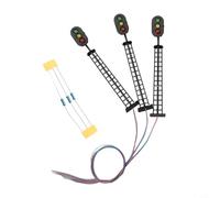 CYRENT 3 señales de tren a escala HO, poste de luz LED de 3 colores para modelos de conexiones de vía ferroviaria, 12 V CC listo