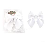 CYRENT Adorno colgante de lazo de terciopelo, diseño elegante, accesorio de alambre de hierro, decoración de fiesta de Navidad, varios tamaños para eventos de oficina en casa, 1 unidad (Nº 5 blanco)