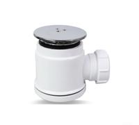 CYRENT Base de drenaje de ducha con sello de agua y construcción de plástico blanco de tres agujeros para decoración moderna de baño