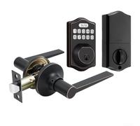 CYRENT Cerradura de puerta de huellas dactilares con llave de acceso de contraseña ajustable de aleación de zinc IP65 impermeable cerradura inteligente para seguridad en el hogar y la oficina (negro