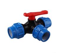 CYRENT Conector rápido de válvula de bola de plástico de 3 vías, divisor de agua de cierre tipo T, adaptador de riego de manguera de jardín para riego agrícola (40 mm)