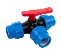 CYRENT Conector rápido de válvula de bola de plástico de 3 vías, divisor de agua de cierre tipo T, adaptador de riego de manguera de jardín para riego agrícola (32 mm)