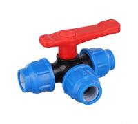CYRENT Conector rápido de válvula de bola de plástico de 3 vías, divisor de agua de cierre tipo T, adaptador de riego de manguera de jardín para riego agrícola (20 mm)