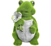 CYRENT Estatua de jardín de tortuga alimentada por energía solar, lámpara de resina LED, adorno de animales al aire libre, resistente a la intemperie, luz de tortuga flocada para patio, camino