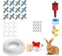 CYRENT Fuente automática de agua para conejos, boquilla de doble resorte, plástico resistente, azul, fácil de limpiar, hidratación para jaulas de cría, conejos, cabaña de uso agrícola (juego de 12