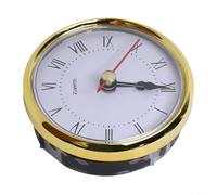 CYRENT Inserto de reloj de cuarzo de 80 mm con cubierta trasera extraíble, diseño de números romanos y arábigos para una fácil reparación del reloj de repuesto (oro romano)