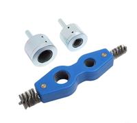 CYRENT Juego de limpiador de tuberías de cobre de 15 mm y 22 mm, cepillo de batería 4 en 1, herramienta de limpieza de tubos de metal de doble cabeza para taladro de fontanería, eliminación de óxido y